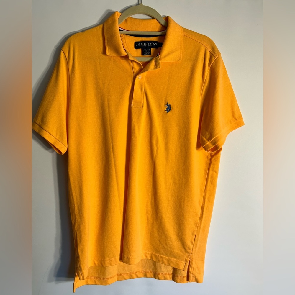 U.S.POLO ASSN.SLIM FIT 100% COTTON ORANGE MEN’S POLO SHIRT SIZE L